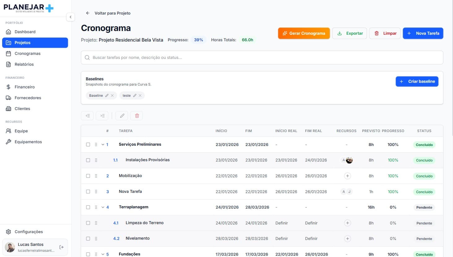 Cronograma inteligente